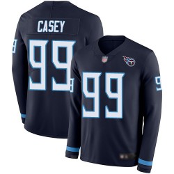Limited Men's Jurrell Casey Navy Blue Jersey - #99 Football Tennessee Titans Therma Long Sleeve