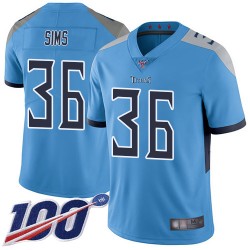 Limited Men's LeShaun Sims Light Blue Alternate Jersey - #36 Football Tennessee Titans 100th Season Vapor Untouchable