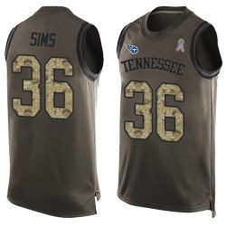 Limited Men's LeShaun Sims Green Jersey - #36 Football Tennessee Titans Salute to Service Tank Top