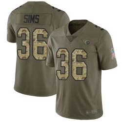 Limited Men's LeShaun Sims Olive/Camo Jersey - #36 Football Tennessee Titans 2017 Salute to Service