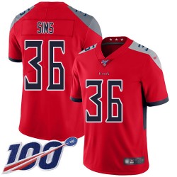 Limited Men's LeShaun Sims Red Jersey - #36 Football Tennessee Titans 100th Season Inverted Legend