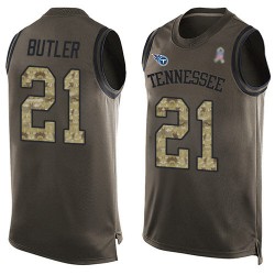 Limited Men's Malcolm Butler Green Jersey - #21 Football Tennessee Titans Salute to Service Tank Top