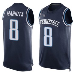 Limited Men's Marcus Mariota Navy Blue Jersey - #8 Football Tennessee Titans Player Name & Number Tank Top