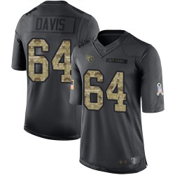 Limited Men's Nate Davis Black Jersey - #64 Football Tennessee Titans 2016 Salute to Service