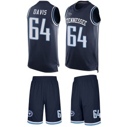 Limited Men's Nate Davis Navy Blue Jersey - #64 Football Tennessee Titans Tank Top Suit