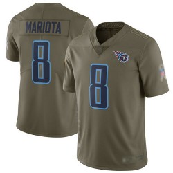Limited Men's Marcus Mariota Olive Jersey - #8 Football Tennessee Titans 2017 Salute to Service
