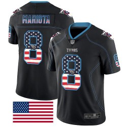 Limited Men's Marcus Mariota Black Jersey - #8 Football Tennessee Titans Rush USA Flag