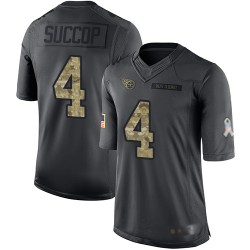 Limited Men's Ryan Succop Black Jersey - #4 Football Tennessee Titans 2016 Salute to Service