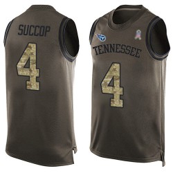 Limited Men's Ryan Succop Green Jersey - #4 Football Tennessee Titans Salute to Service Tank Top