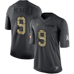 Limited Men's Steve McNair Black Jersey - #9 Football Tennessee Titans 2016 Salute to Service