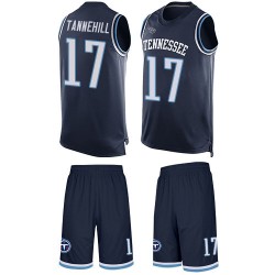 Limited Men's Ryan Tannehill Navy Blue Jersey - #17 Football Tennessee Titans Tank Top Suit