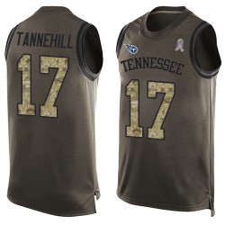 Limited Men's Ryan Tannehill Green Jersey - #17 Football Tennessee Titans Salute to Service Tank Top