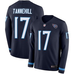 Limited Men's Ryan Tannehill Navy Blue Jersey - #17 Football Tennessee Titans Therma Long Sleeve