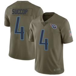 Limited Men's Ryan Succop Olive Jersey - #4 Football Tennessee Titans 2017 Salute to Service