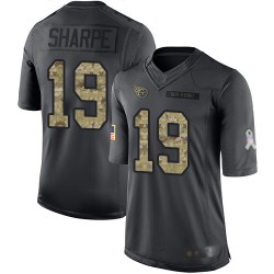 Limited Men's Tajae Sharpe Black Jersey - #19 Football Tennessee Titans 2016 Salute to Service