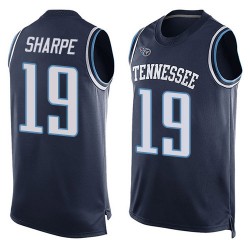 Limited Men's Tajae Sharpe Navy Blue Jersey - #19 Football Tennessee Titans Player Name & Number Tank Top