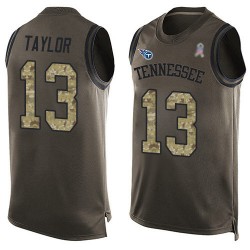 Limited Men's Taywan Taylor Green Jersey - #13 Football Tennessee Titans Salute to Service Tank Top