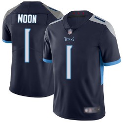 Limited Men's Warren Moon Navy Blue Home Jersey - #1 Football Tennessee Titans Vapor Untouchable