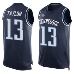 Limited Men's Taywan Taylor Navy Blue Jersey - #13 Football Tennessee Titans Player Name & Number Tank Top