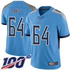 Limited Men's Nate Davis Light Blue Alternate Jersey - #64 Football Tennessee Titans 100th Season Vapor Untouchable