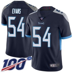 Limited Men's Rashaan Evans Navy Blue Home Jersey - #54 Football Tennessee Titans 100th Season Vapor Untouchable