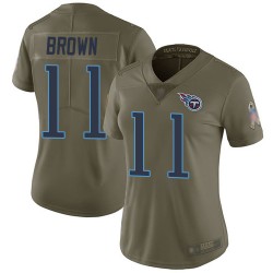 Limited Women's A.J. Brown Olive Jersey - #11 Football Tennessee Titans 2017 Salute to Service