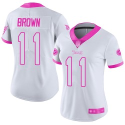 Limited Women's A.J. Brown White/Pink Jersey - #11 Football Tennessee Titans Rush Fashion