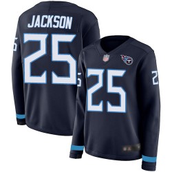 Limited Women's Adoree' Jackson Navy Blue Jersey - #25 Football Tennessee Titans Therma Long Sleeve