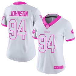 Limited Women's Austin Johnson White/Pink Jersey - #94 Football Tennessee Titans Rush Fashion