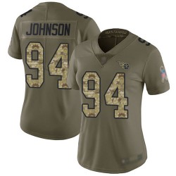 Limited Women's Austin Johnson Olive/Camo Jersey - #94 Football Tennessee Titans 2017 Salute to Service