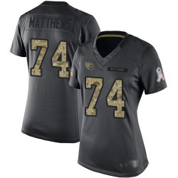 Limited Women's Bruce Matthews Black Jersey - #74 Football Tennessee Titans 2016 Salute to Service