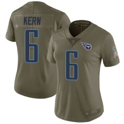 Limited Women's Brett Kern Olive Jersey - #6 Football Tennessee Titans 2017 Salute to Service