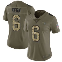 Limited Women's Brett Kern Olive/Camo Jersey - #6 Football Tennessee Titans 2017 Salute to Service