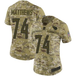 Limited Women's Bruce Matthews Camo Jersey - #74 Football Tennessee Titans 2018 Salute to Service