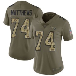 Limited Women's Bruce Matthews Olive/Camo Jersey - #74 Football Tennessee Titans 2017 Salute to Service