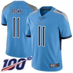 Limited Men's A.J. Brown Light Blue Alternate Jersey - #11 Football Tennessee Titans 100th Season Vapor Untouchable