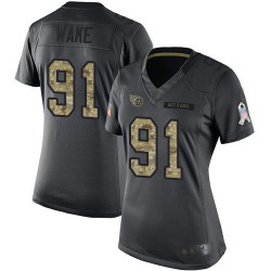 Limited Women's Cameron Wake Black Jersey - #91 Football Tennessee Titans 2016 Salute to Service