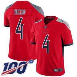 Limited Men's Ryan Succop Red Jersey - #4 Football Tennessee Titans 100th Season Inverted Legend