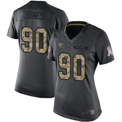 Limited Women's DaQuan Jones Black Jersey - #90 Football Tennessee Titans 2016 Salute to Service