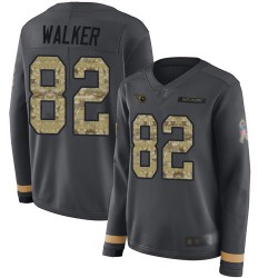 Limited Women's Delanie Walker Black Jersey - #82 Football Tennessee Titans Salute to Service Therma Long Sleeve