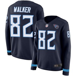 Limited Women's Delanie Walker Navy Blue Jersey - #82 Football Tennessee Titans Therma Long Sleeve
