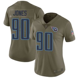 Limited Women's DaQuan Jones Olive Jersey - #90 Football Tennessee Titans 2017 Salute to Service