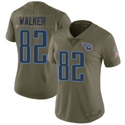 Limited Women's Delanie Walker Olive Jersey - #82 Football Tennessee Titans 2017 Salute to Service
