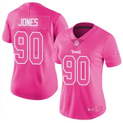 Limited Women's DaQuan Jones Pink Jersey - #90 Football Tennessee Titans Rush Fashion