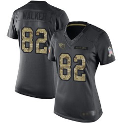 Limited Women's Delanie Walker Black Jersey - #82 Football Tennessee Titans 2016 Salute to Service