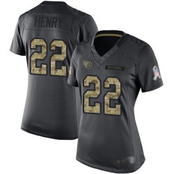 Limited Women's Derrick Henry Black Jersey - #22 Football Tennessee Titans 2016 Salute to Service
