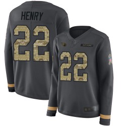 Limited Women's Derrick Henry Black Jersey - #22 Football Tennessee Titans Salute to Service Therma Long Sleeve