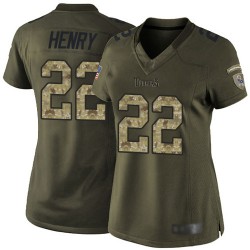Limited Women's Derrick Henry Green Jersey - #22 Football Tennessee Titans Salute to Service