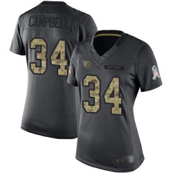 Limited Women's Earl Campbell Black Jersey - #34 Football Tennessee Titans 2016 Salute to Service