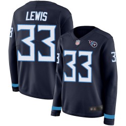 Limited Women's Dion Lewis Navy Blue Jersey - #33 Football Tennessee Titans Therma Long Sleeve